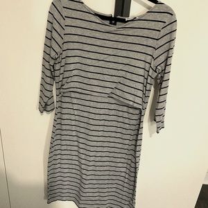 NWOT grey stripe maternity/nursing dress